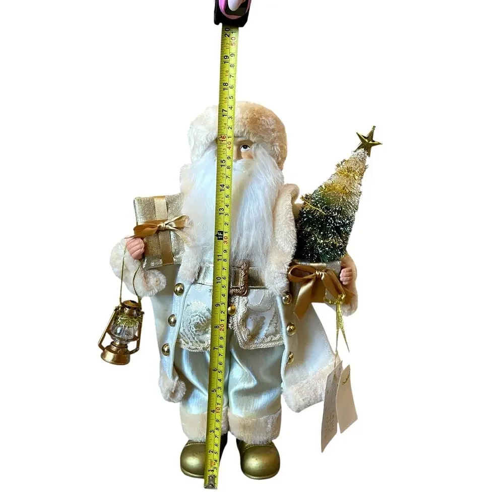 34th & Pine 18in Gold Ivory Standing Santa Figurine Christmas Holiday Glam New